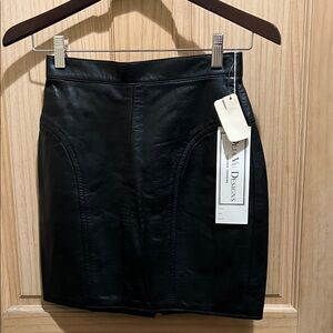 Black Vintage Leather Mini Skirt by Deja Vu